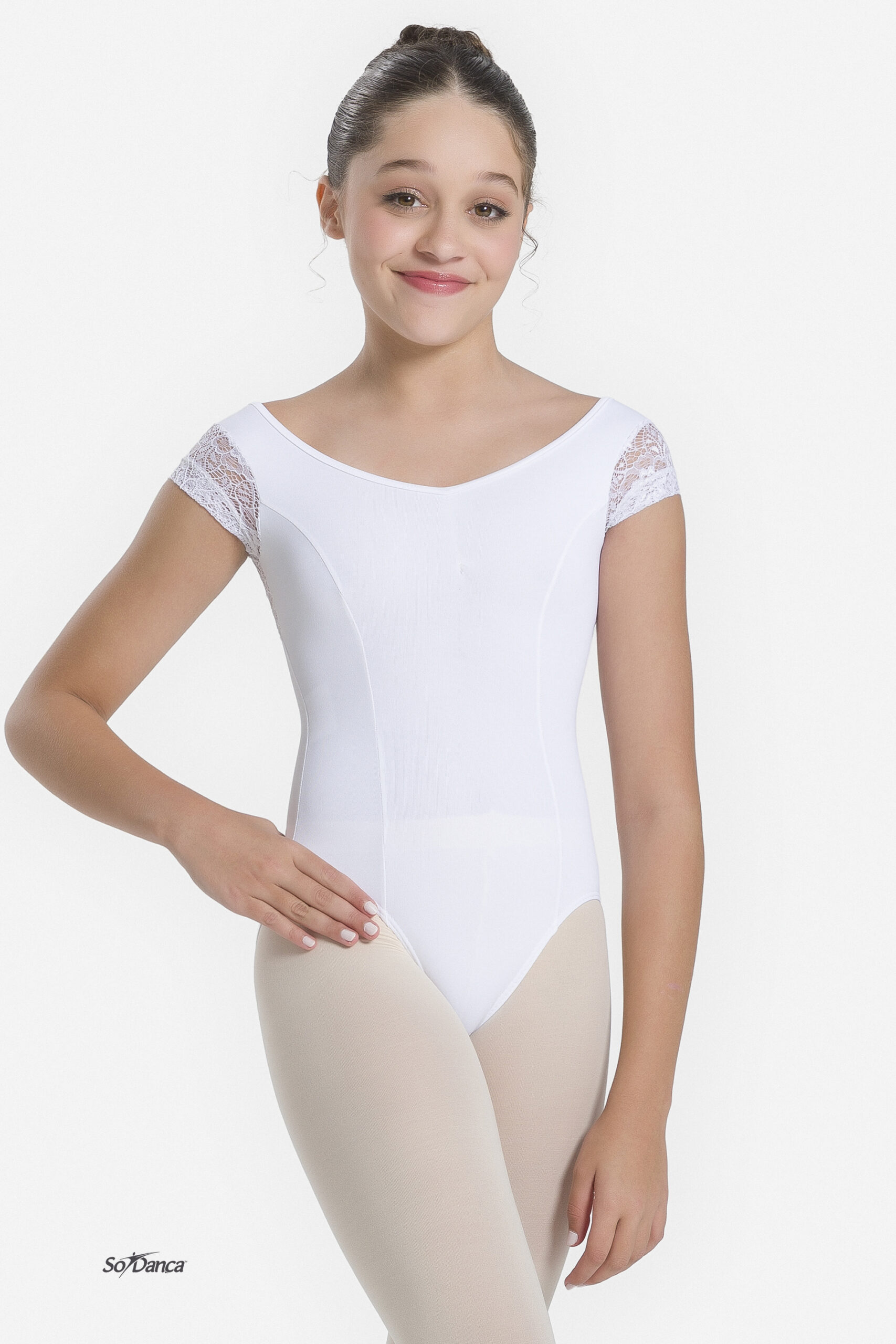 Child Floral Lace Cap Sleeve Leotard - Fab Deb