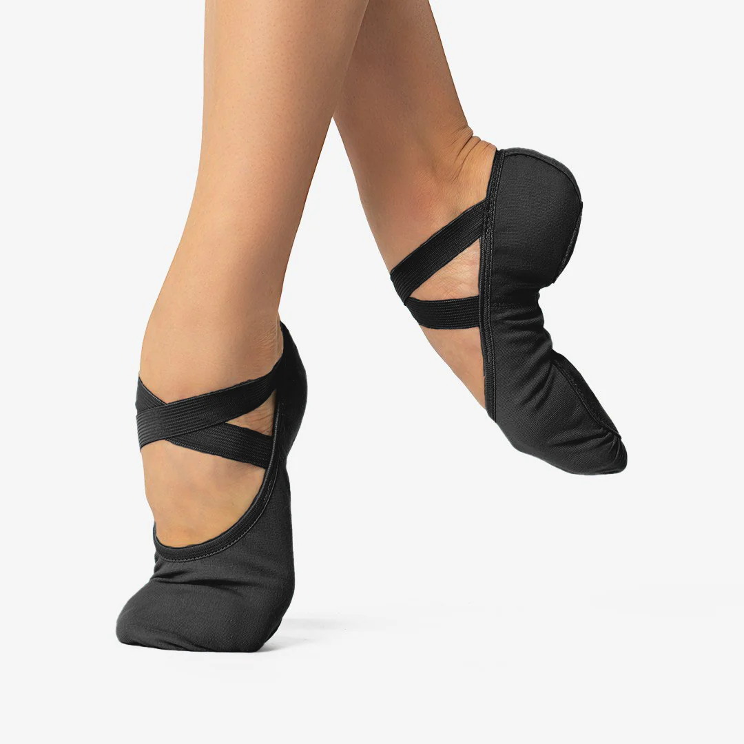 Adult Vegan Split Sole Canvas Ballet Slipper - Verdi (Black + Sand)