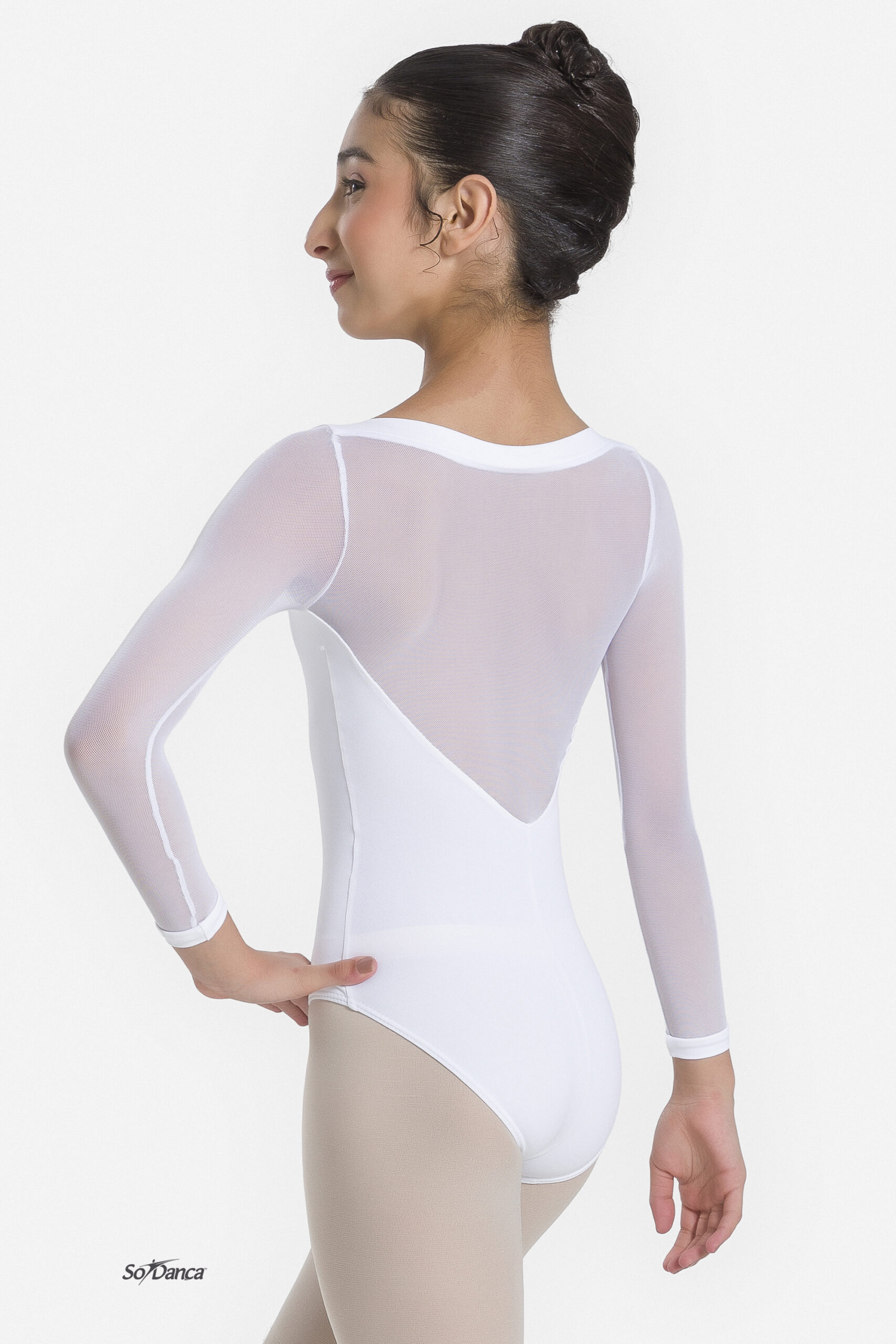 Child Mesh Spandex 3/4 Sleeve Leotard - Paolina - Image 2