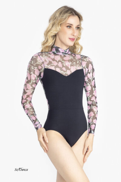 Floral Mesh Long Sleeve Leotard – Dione - Image 4