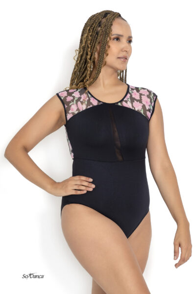 Cap Sleeve Floral Mesh Leotard – Johanna - Image 6