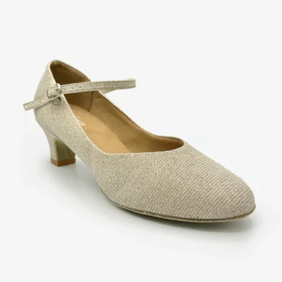 1.5" Heel Closed Toe Ballroom Shoe - Rachelle - Silver + Gold - Image 4