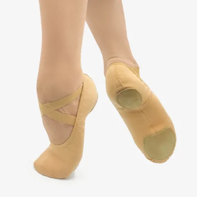 Adult Vegan Split Sole Canvas Ballet Slipper - Verdi  (Black + Sand) - Image 2