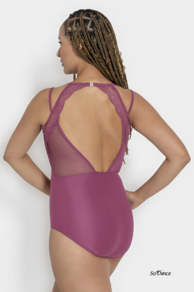 Elegant Lace Back-Detail Leotard- Cynthia
