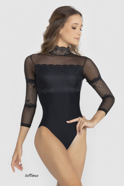 Long-Sleeved Lace Detailed Leotard – Luciane