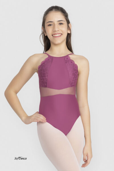 High-Neck Mesh Lace Leotard- Zaza - Image 5