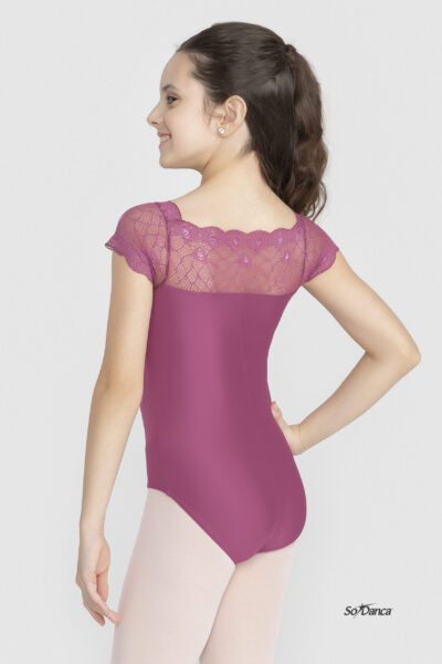 Cap Sleeve Lace Neckline Leotard- Poli - Image 2