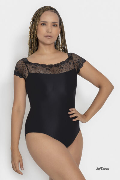 Cap Sleeve Lace Neckline Leotard- Paulina - Image 5
