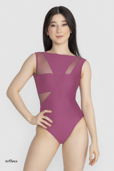 Mesh Panel Boatneck Leotard- Tessalia - Image 3