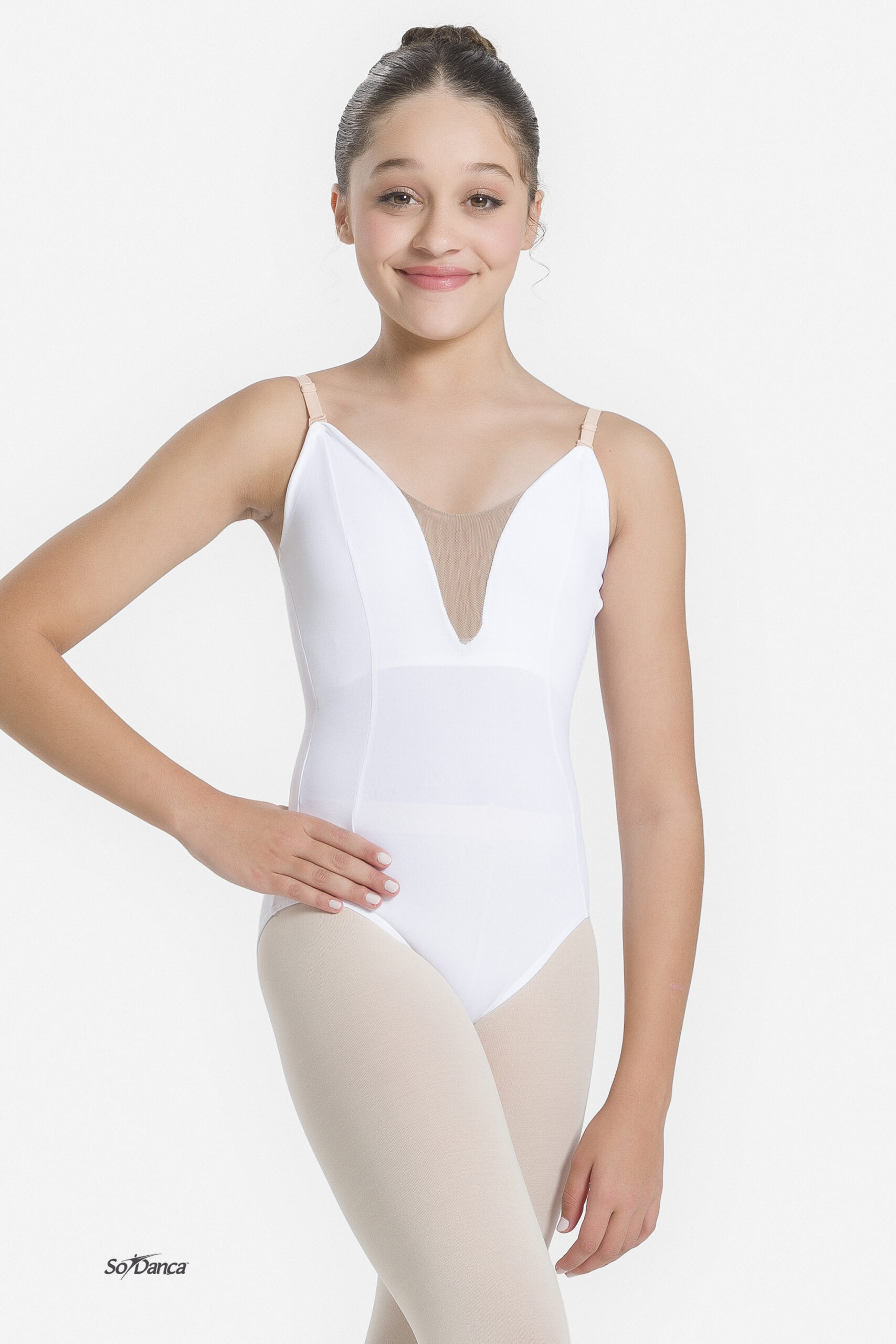 Child Princess Seam Camisole Leotard with Mesh Insert - Lory