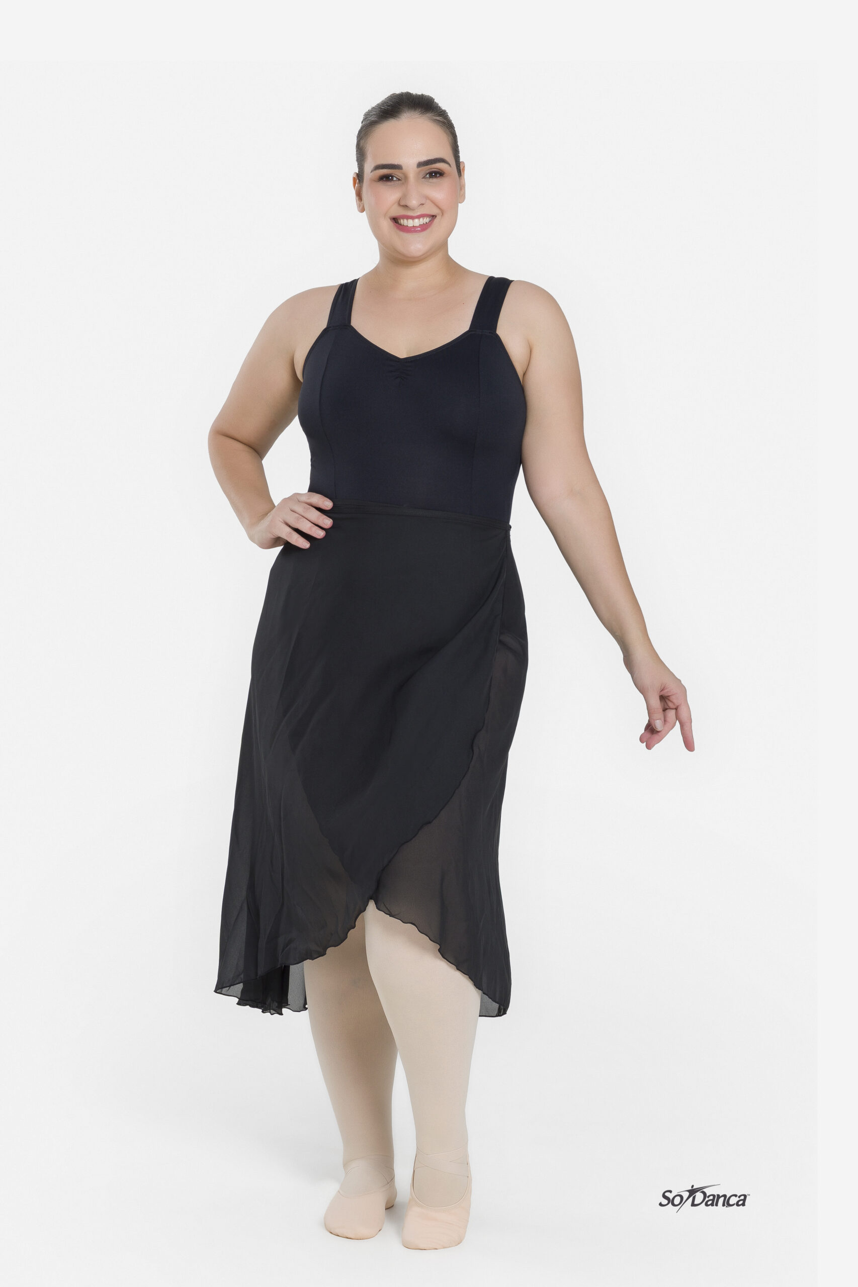 Curvy Mock Wrap Pull On Crepe Skirt- Cordelia